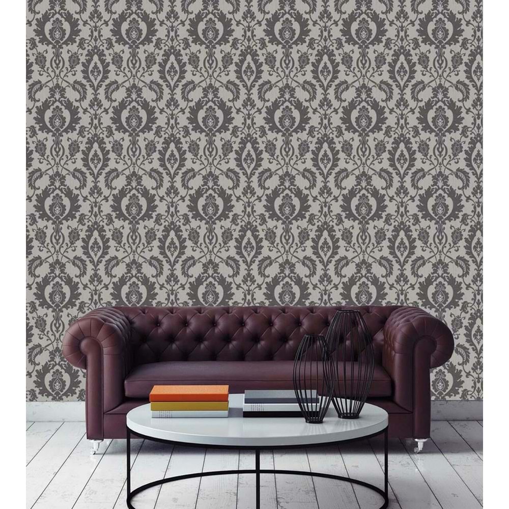 BOLD DAMSK SILVER /BLK BEADS